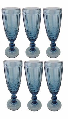 Champagne Vintage blau Schleife Gläser Weingläser Sektglas Wasserglas Weinglas