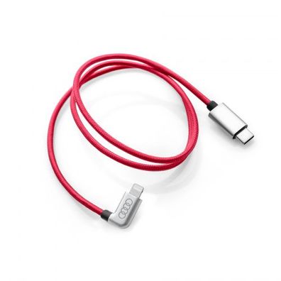 Original Audi Ladekabel USB-C auf Apple Lightning Kabel gewinkelt rot 8S0051435K