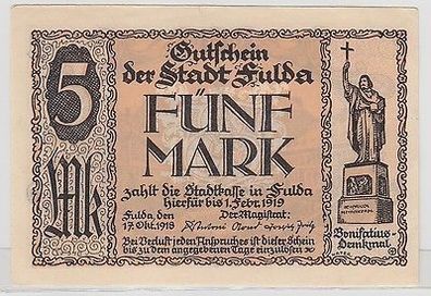 5 Mark Banknote Stadtkasse in Fulda 1918