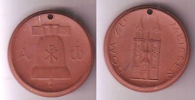 braune DDR Porzellan Medaille Dom zu Meissen