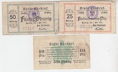 3 Banknoten Notgeld Stadt Ohrdruf 1917