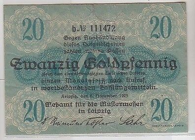 Wertbeständiges Notgeld 20 Goldpfennig Meßamt für Mustermessen in Leipzig 1923