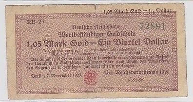 Wertbeständiges Notgeld 1,05 Goldmark Deutsche Reichsbahn Berlin 7.11.1923