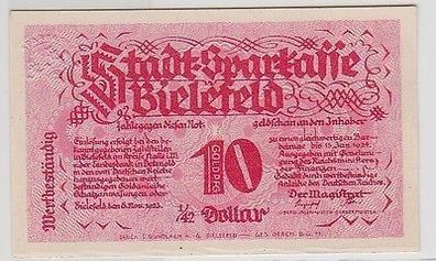 Wertbeständiges Notgeld 10 Gold Pfennig Stadt Sparkasse Bielefeld 14.01.1924