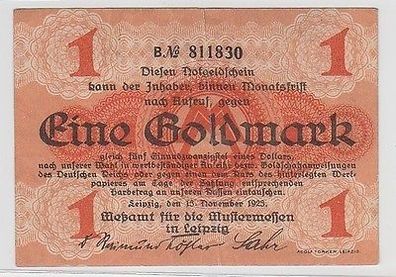 Wertbeständiges Notgeld 1 Goldmark Meßamt für Mustermessen in Leipzig 1923