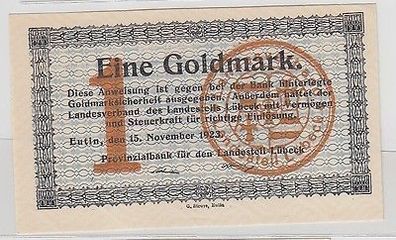 Wertbeständiges Notgeld 1 Goldmark Eutin Provinzialbank für d. Landesteil Lübeck