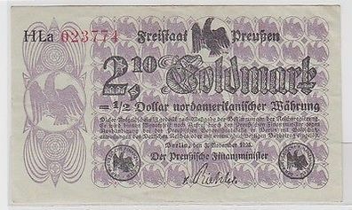 Wertbeständiges Notgeld 2,10 Goldmark Freistaat Preußen 3.11.1923