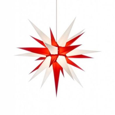 Herrnhuter Stern für Innen, Weiß-Rot 70 cm