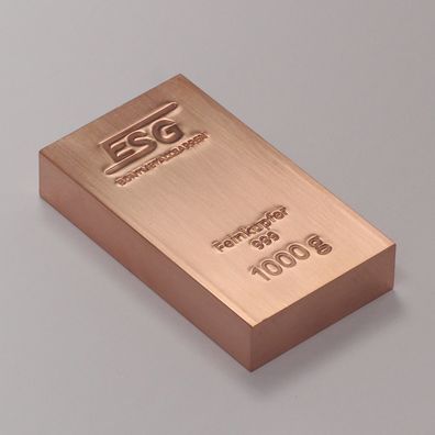 ESG 1 Kg 1000 Gramm 999 Kupferbarren Copper Copperbar Feinkupfer