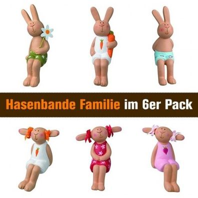 Hasenbande - Mini Kantenhocker - Familie - 6er-Set