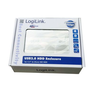 LogiLink UA0040A Festplattengehäuse 2,5´´ 6,35cm IDE HDD USB 2.0 Alu silber