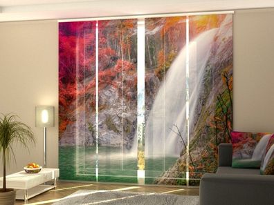 Foto-Schiebegardine Wasserfall Mokoju, Flächenvorhang mit Motiv, Gardine auf Maß