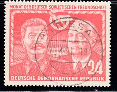 04) 1951 Deutsch-sowjetische Freunschaft DDR MiNr. 297, Vollstempel Riesa