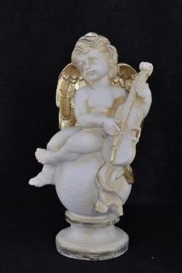 Engel Figur Engelfigur mit Harfe Instrument Deko Spiel