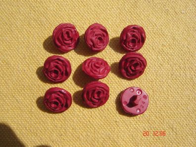 9 Knöpfe Dirndlknopf süße rote Rosen Trachtenknöpfe 1,5cm Kunststoff