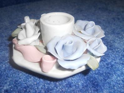 Kerzenhalter aus Porzellan mit Porzellandekor - Blumen