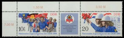 DDR Zusammendruck Nr WZd589 postfrisch 3ER STR ECKE-OLI X195F86