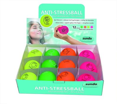 Anti-Stressball farbl. sortiert Display &agrave; 12 Stück