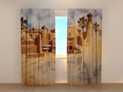 Fotogardine alte Stadt, Fotovorhang mit Motiv, Digitaldruck, Gardine auf Maß