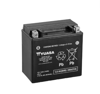 YUASA YTX14L-BS 12V/12,6Ah A200 CCA Motorradbatterie AGM SOFORT einsatzbereit