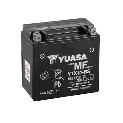 YUASA YTX14-BS 12V/12,6Ah A200 Motorradbatterie AGM SOFORT einsatzbereit