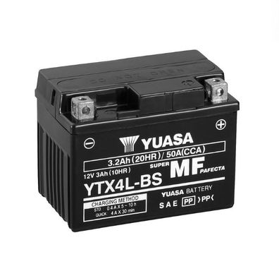 YUASA YTX4L-BS 12V/3,2Ah A50 CCA Motorradbatterie AGM SOFORT einsatzbereit