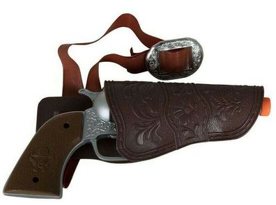 Wild West Set Colt Pistole 25 cm Gürtel braunes Halfter Cowboyzubehör