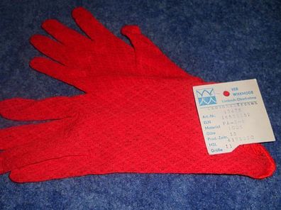 kultige DDR Frauenhandschuh - rot- Sommer / Fasching / Mode -neu