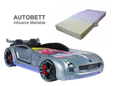Autobett mit Matratze Roadster SPORT silber, Licht, Soundsystem, Funk, TOP AKTION