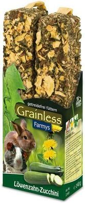 JR Grainless Snack Futter Nager Zwergkaninchen Farmys Löwenzahn-Zucchini 140 g