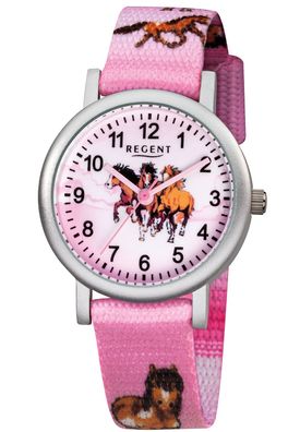 Regent Kinder-Armbanduhr für Mädchen Pferde Rosa Ø 30 mm F-729