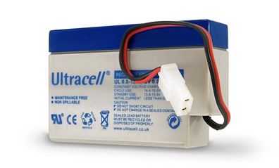 Ultracell - UL0.8-12 - 12 Volt 800mAh Pb - AMP-Stecker