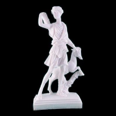 Alabasterstatue Skulptur Jagdszene Artemis mit Reh 15cm