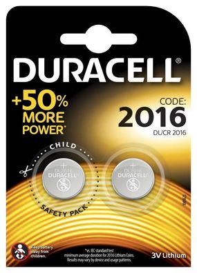 Duracell - Knopfzelle - CR2016 / DL2016 - 3 Volt Lithium - 2er Blister