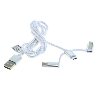 USB-Ladekabel USB-Datenkabel OTB 3in1 - iPhone / Micro-USB / USB-C - Nylonmantel ...