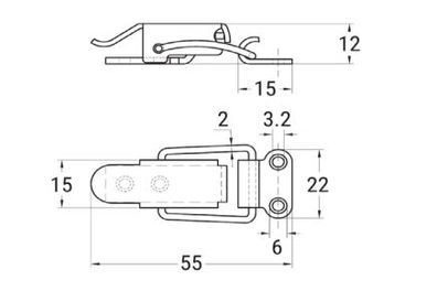 Spannverschluss Kistenverschluss - Edelstahl 55mm zweiteilig