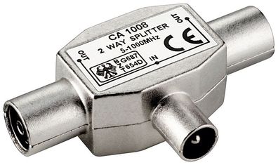 Koax T-Adapter: 2x Koax-Buchse > Koax-SteckerMetall