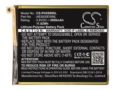 Ersatzakku - CS-PHX999SL - Philips AB3000EWML / I999 - 3,8 Volt 2900mAh Li-Polymer