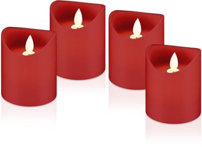 4er Set LED-Echtwachs-Kerzen, rotWunderschöne und sichere Lichtlösung für ...