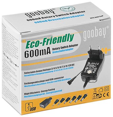 goobay - 3 V bis 12 V Universal-Netzteil - inkl. 1 USB- und 8 DC-Adapter - max. ...