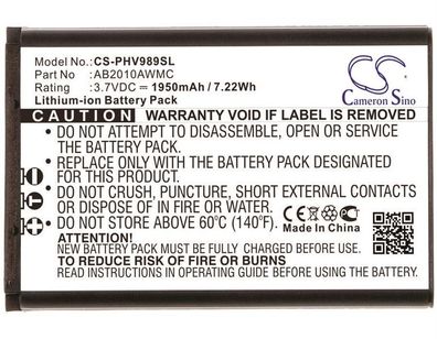 Ersatzakku - CS-PHV989SL - Philips AB2010AWMC / V800 / V989 - 3,7 Volt 1950mAh Li-Ion