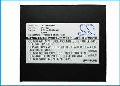 Ersatzakku - CS-HME920TS - HME 1020 / BAT1020 - 4,8 Volt 1500mAh Ni-MH