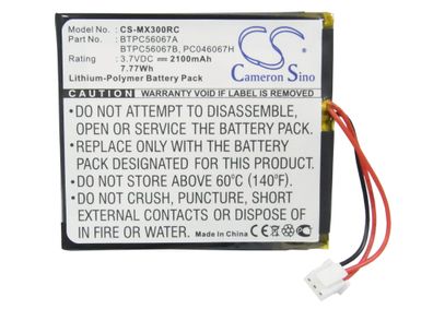 Ersatzakku - CS-MX300RC - Crestron MT-1000C-BTP / Universal BTPC56067 - 3,7 Volt ...