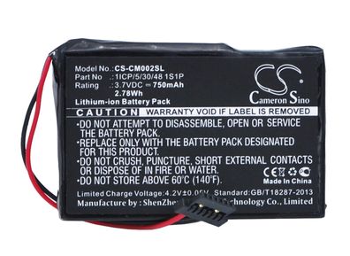 Ersatzakku - CS-CM002SL - CUSTOM Battery PACK 1ICP/5/30/48 1S1P - 3,7 Volt 750mAh ...