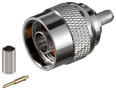 goobay - N-Stecker Crimp Ø 5,2 mm mit Gold-Pin für RG 58 Kabel