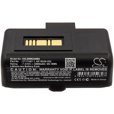 Ersatzakku - CS-ZRW220BX - ZEBRA RW220 / AK18026-002 - 7,4 Volt 3400mAh Li-ion