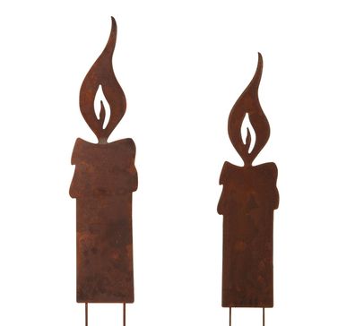 2x Flamme Kerze XXL 64cm zum Stecken Metall Rost Dekoration Weihnachten Garten