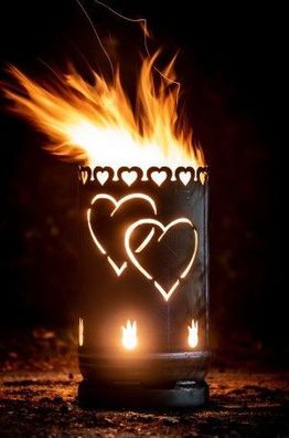 Feuertonne Liebe mit Herzen und Tauben Feuerstelle Gartenfeuer Hochzeit Verlobung