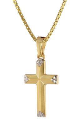 trendor Schmuck Halskette mit Kreuz für Mädchen Gold 333/8 Karat Bicolor 39524