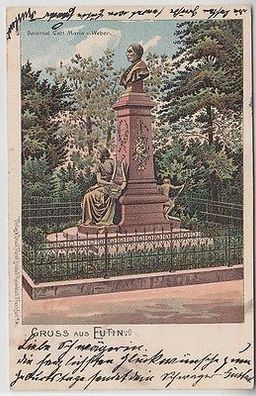 63156 Ak Gruß aus Eutin Denkmal Carl Maria von Weber 1903